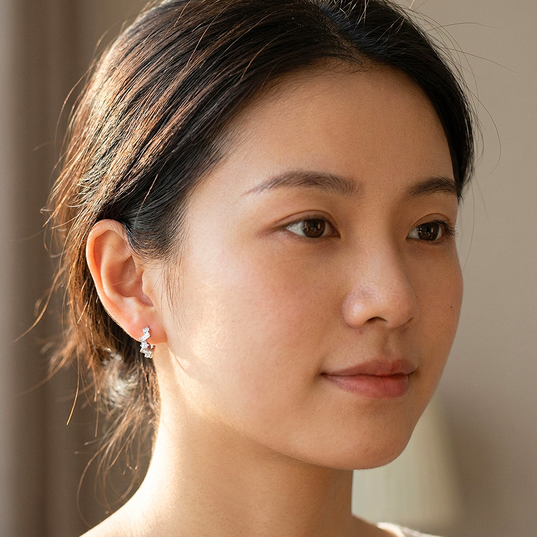 Mixed-Cut Constellation Huggie Earrings | Luxe3700