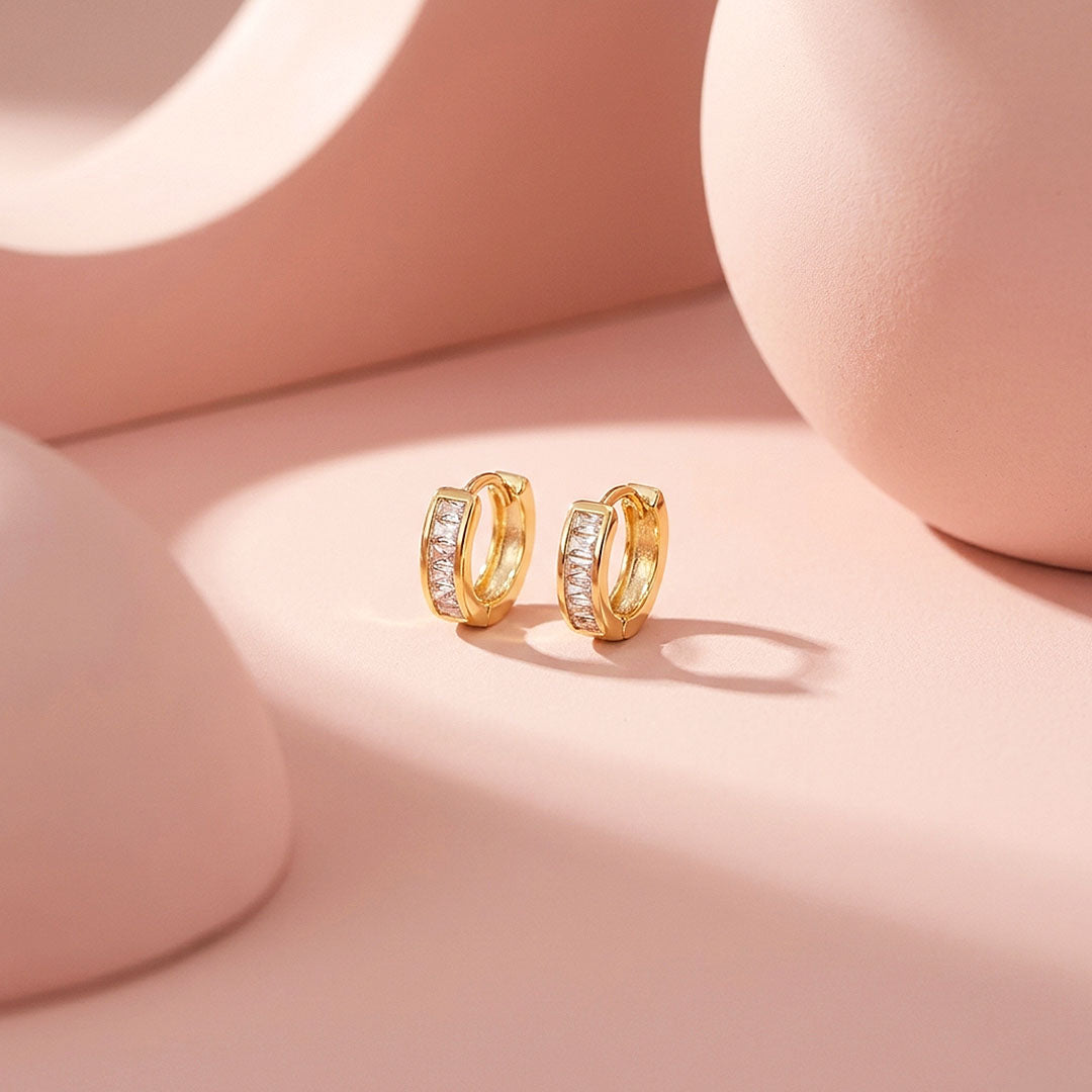 Princess-Cut Channel-Set Huggie Earrings | Luxe3702