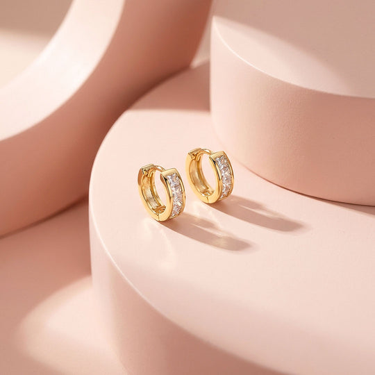 Princess-Cut Channel-Set Huggie Earrings | Luxe3702