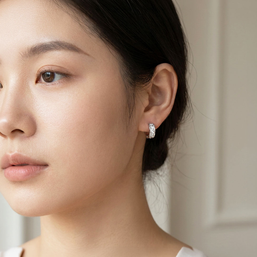 Princess-Cut Channel-Set Huggie Earrings | Luxe3702