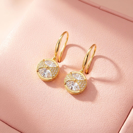 Round Pavé Solitaire Drop Hook Earrings | Luxe3706