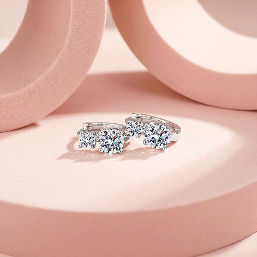 Double Solitaire Huggie Hoop Earrings | Luxe3707