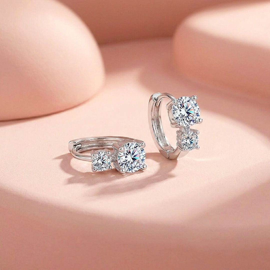 Double Solitaire Huggie Hoop Earrings | Luxe3707