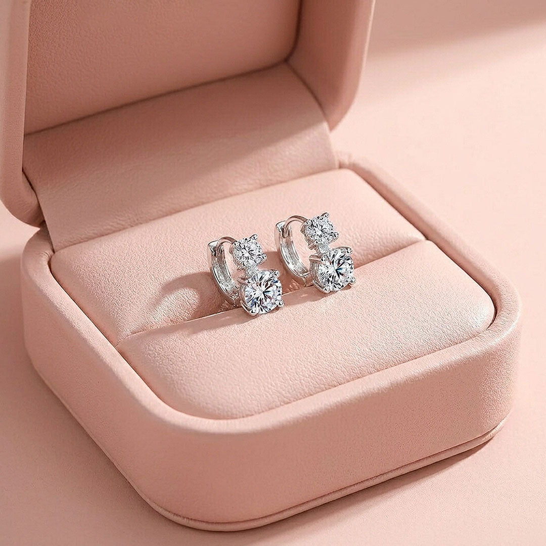 Double Solitaire Huggie Hoop Earrings | Luxe3707