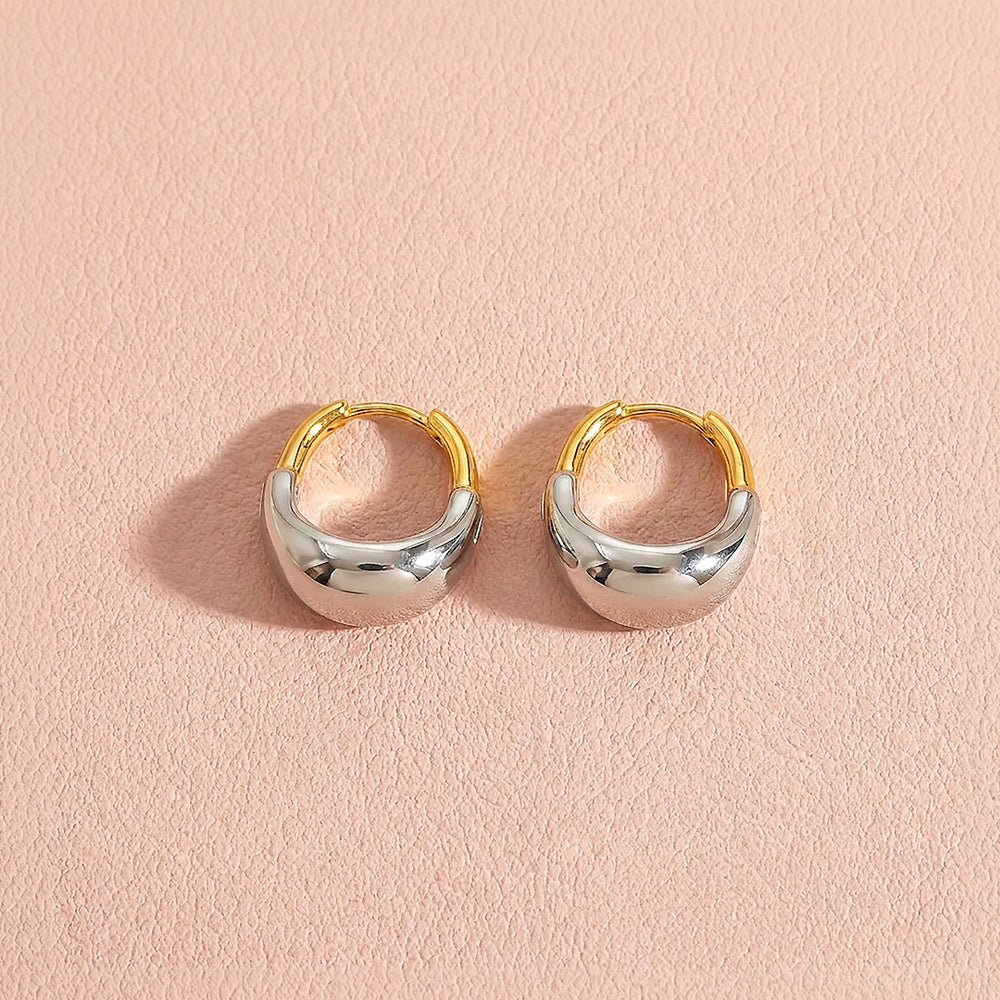 Two-Tone Dome Huggie Earrings | Luxe3714