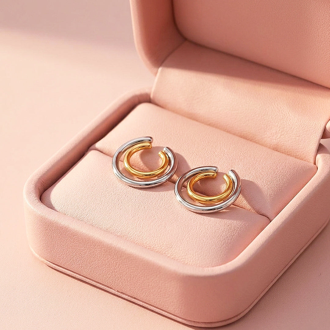 Double Hoop Two-Tone Earrings | Luxe3717