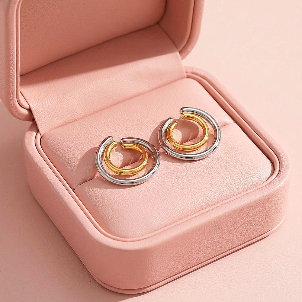 Double Hoop Two-Tone Earrings | Luxe3717