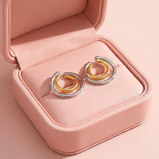 Double Hoop Two-Tone Earrings | Luxe3717