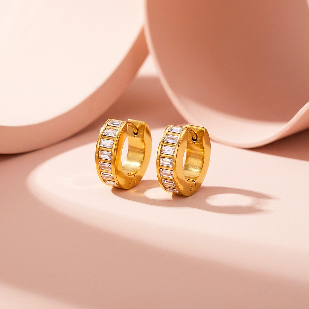 Baguette Channel-Set Huggie Earrings | Luxe3719