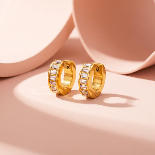 Baguette Channel-Set Huggie Earrings | Luxe3719