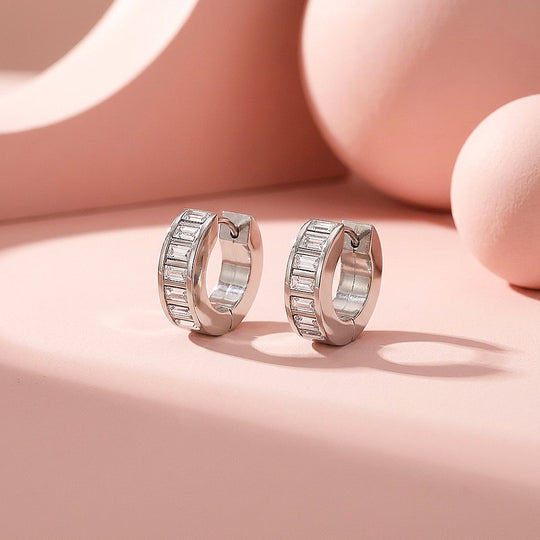 Baguette Channel-Set Huggie Earrings | Luxe3719