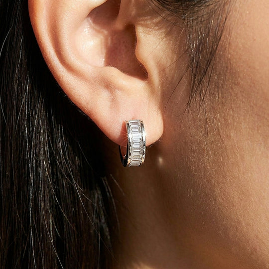 Baguette Channel-Set Huggie Earrings | Luxe3719