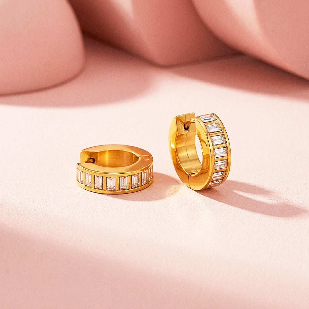 Baguette Channel-Set Huggie Earrings | Luxe3719