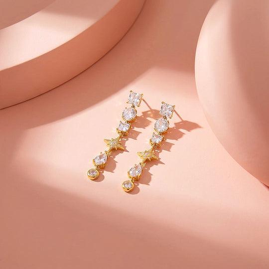 Mixed-Cut Celestial Drop Earrings | Luxe3720
