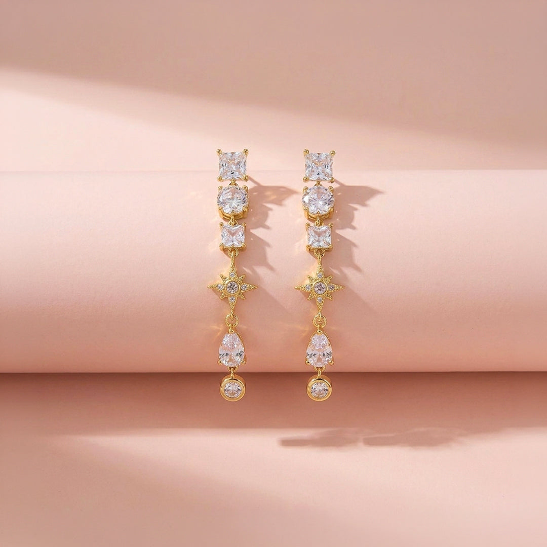 Mixed-Cut Celestial Drop Earrings | Luxe3720