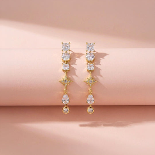 Mixed-Cut Celestial Drop Earrings | Luxe3720