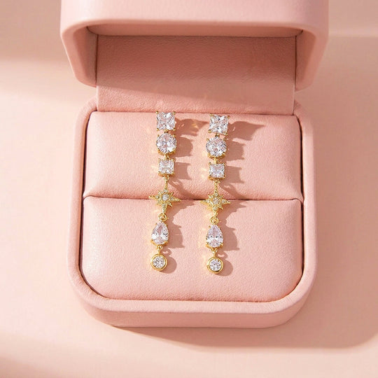Mixed-Cut Celestial Drop Earrings | Luxe3720
