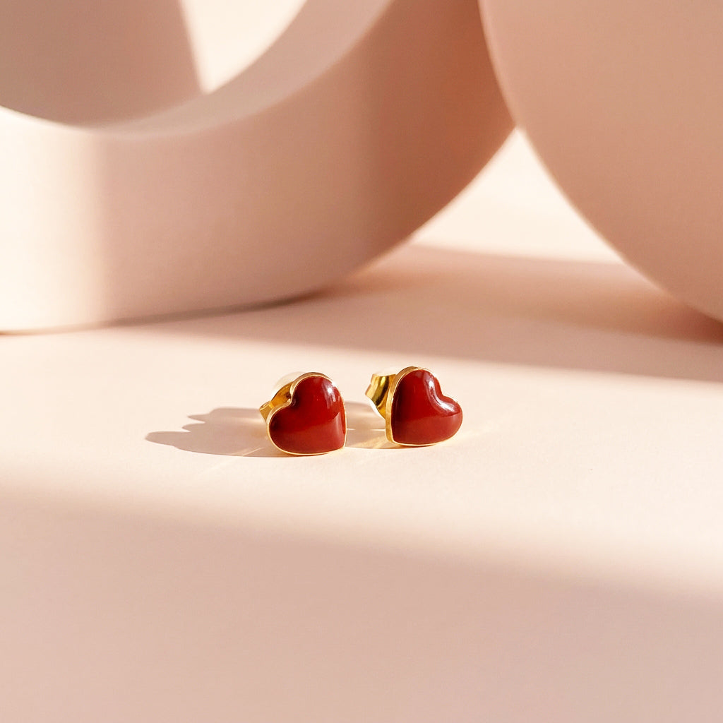 Crimson Heart Stud Earrings | Luxe3722