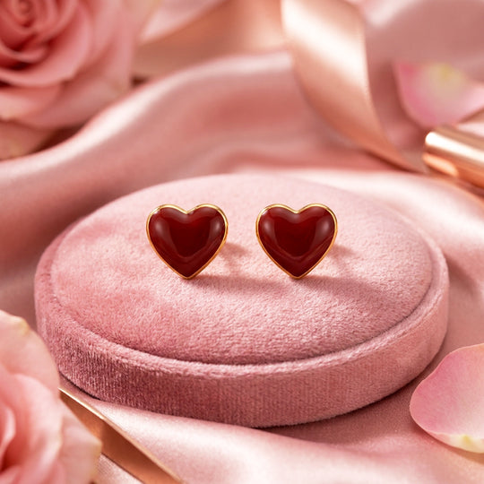 Crimson Heart Stud Earrings | Luxe3722