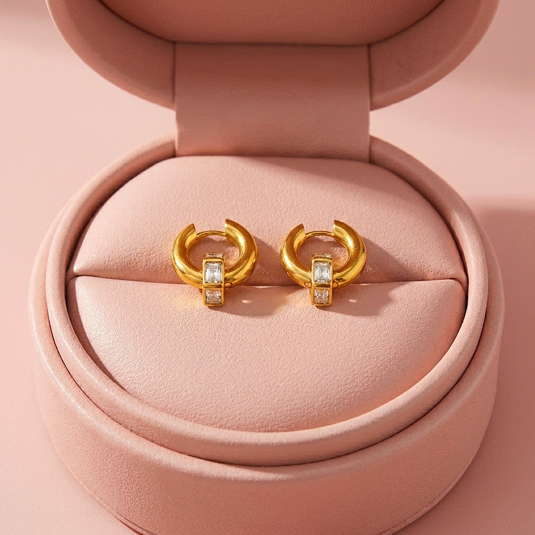 Huggie Hoop with Baguette Drop Earrings | Luxe3727