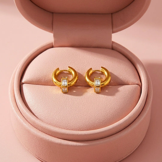 Huggie Hoop with Baguette Drop Earrings | Luxe3727