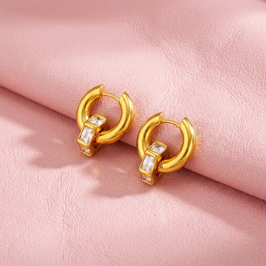 Huggie Hoop with Baguette Drop Earrings | Luxe3727