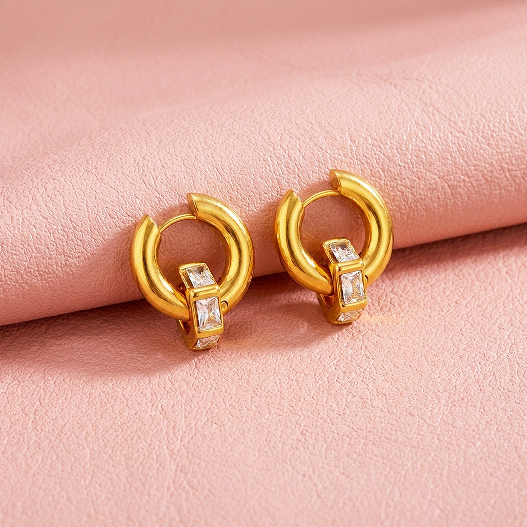 Huggie Hoop with Baguette Drop Earrings | Luxe3727