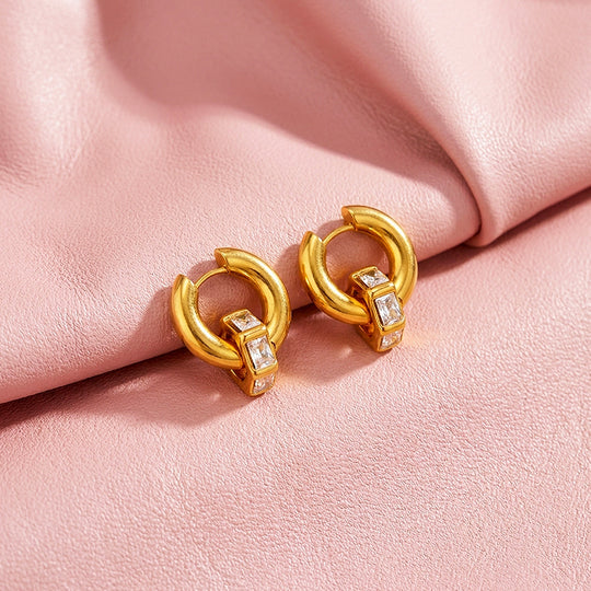 Huggie Hoop with Baguette Drop Earrings | Luxe3727