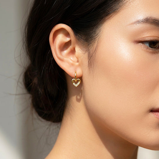 Heart Drop Huggie Earrings | Luxe3728