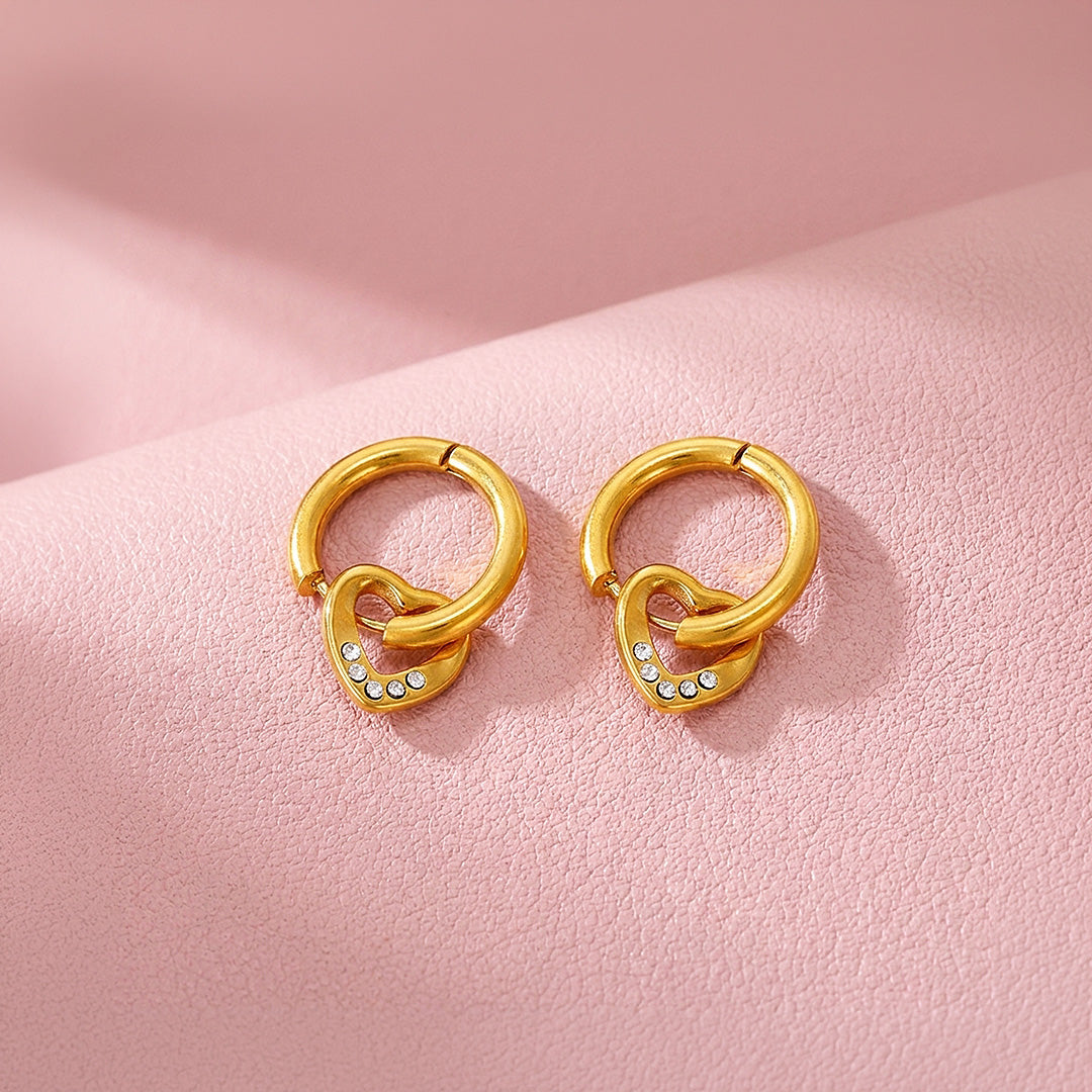 Heart Drop Huggie Earrings | Luxe3728
