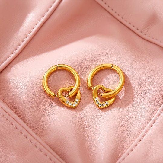Heart Drop Huggie Earrings | Luxe3728