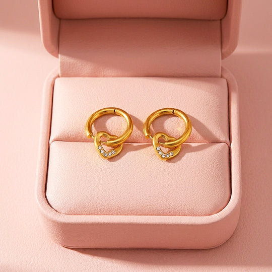Heart Drop Huggie Earrings | Luxe3728