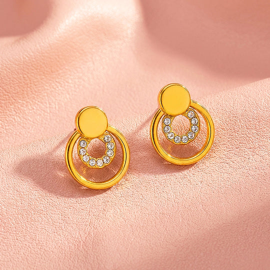 Double Circle Drop Stud Earrings | Luxe3730