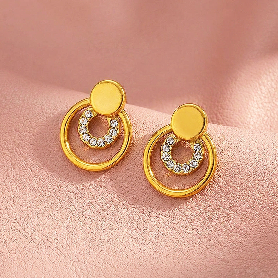 Double Circle Drop Stud Earrings | Luxe3730