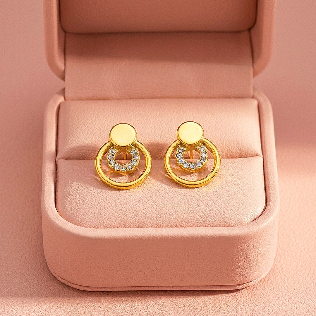 Double Circle Drop Stud Earrings | Luxe3730