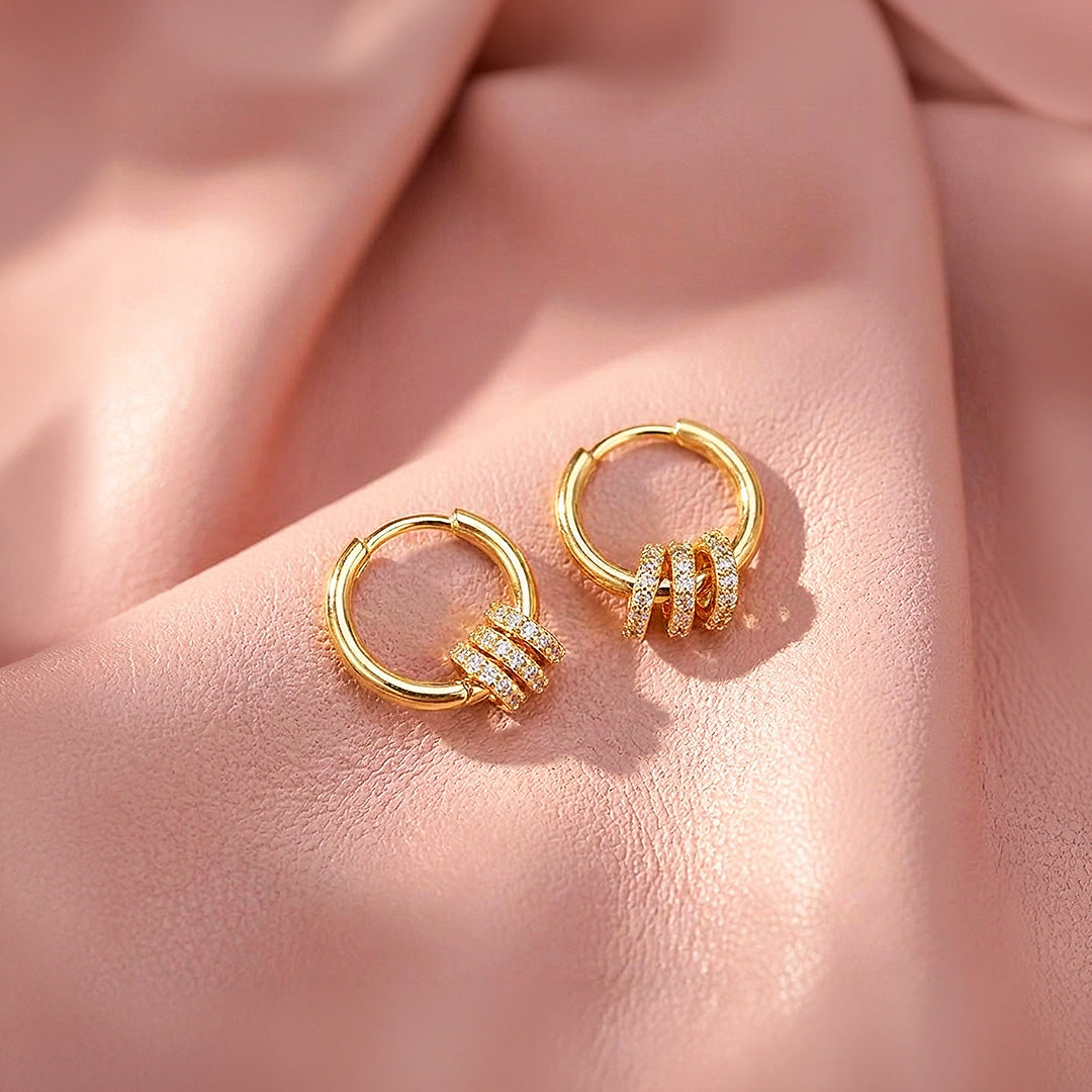 Triple Pavé Ring Hoop Earrings | Luxe3731