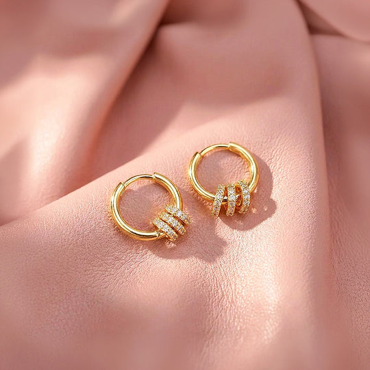 Triple Pavé Ring Hoop Earrings | Luxe3731