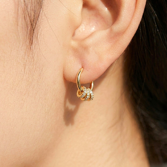 Triple Pavé Ring Hoop Earrings | Luxe3731