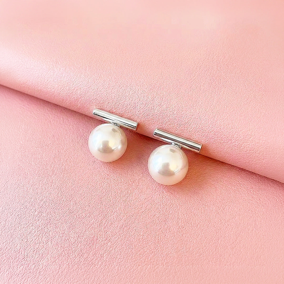 Bar &amp; Pearl-Style Stud Earrings | Luxe3732