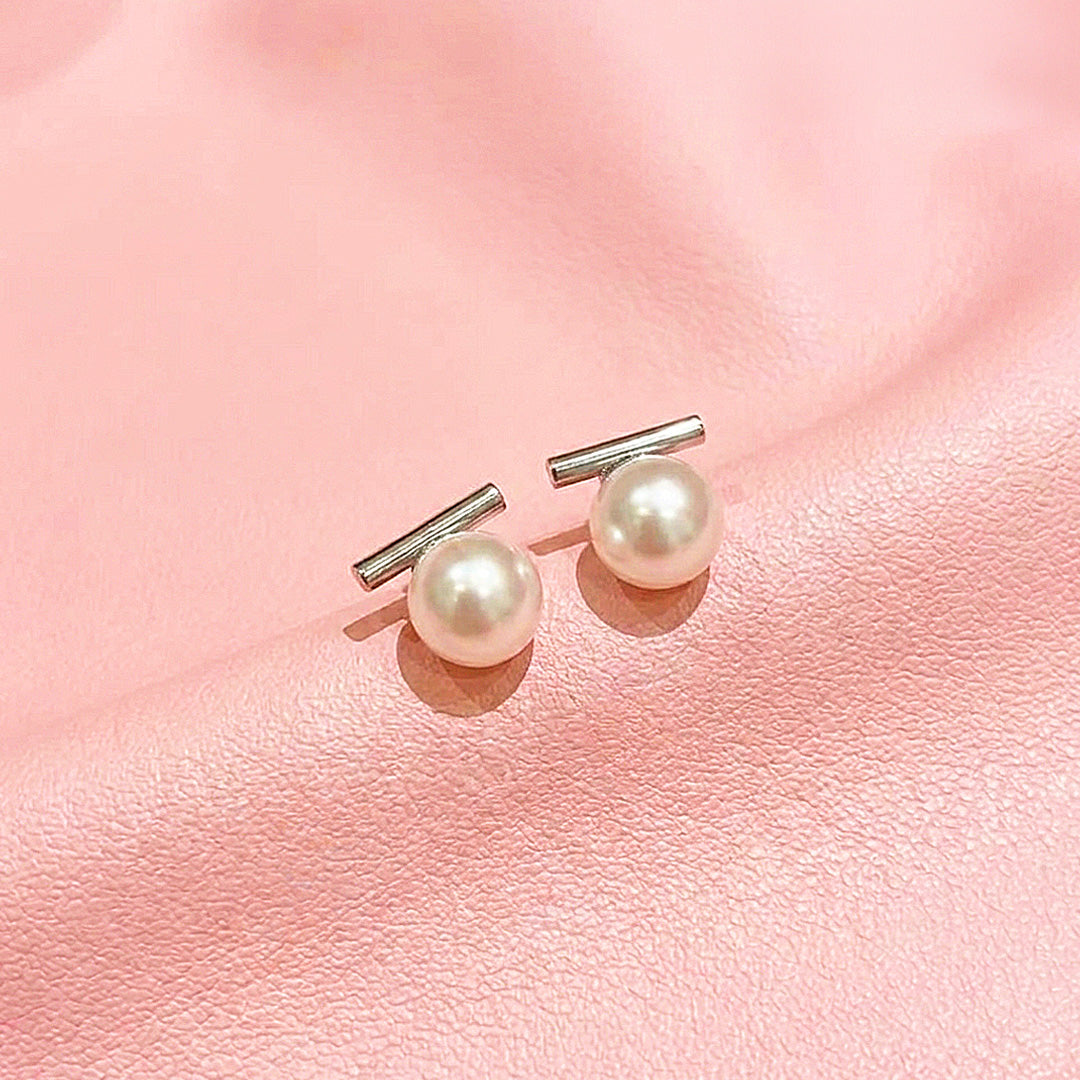Bar &amp; Pearl-Style Stud Earrings | Luxe3732