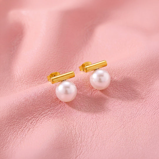 Bar &amp; Pearl-Style Stud Earrings | Luxe3732