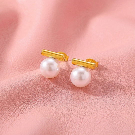 Bar &amp; Pearl-Style Stud Earrings | Luxe3732