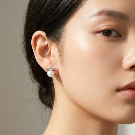 Bar &amp; Pearl-Style Stud Earrings | Luxe3732