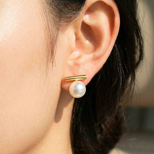 Bar &amp; Pearl-Style Stud Earrings | Luxe3732