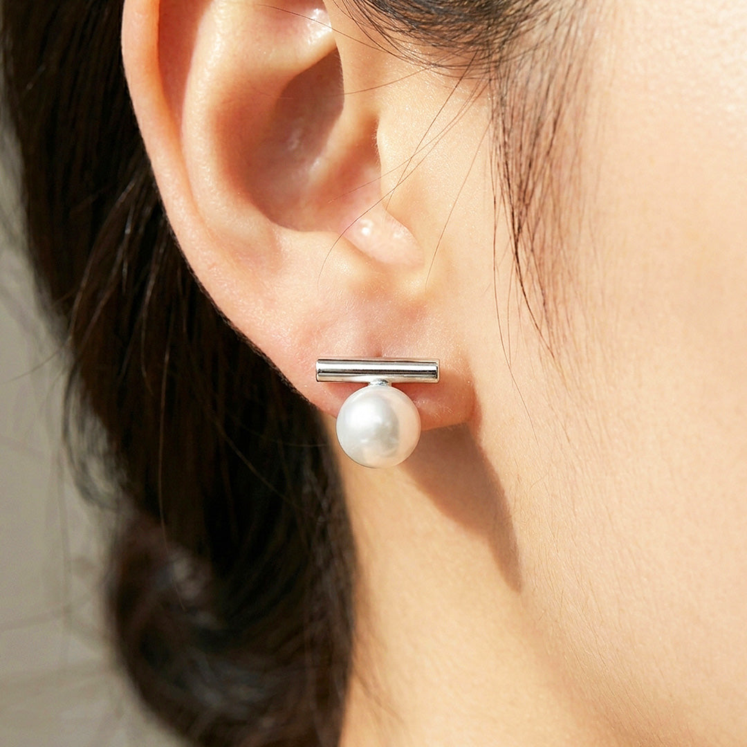 Bar &amp; Pearl-Style Stud Earrings | Luxe3732