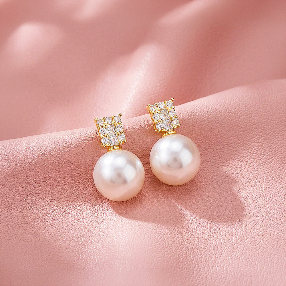Stone Bar & Pearl-Style Drop Earrings | Luxe3739