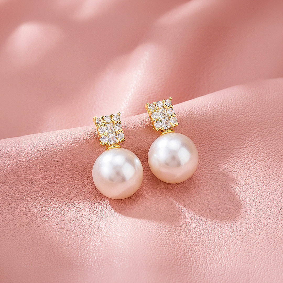 Stone Bar &amp; Pearl-Style Drop Earrings | Luxe3739