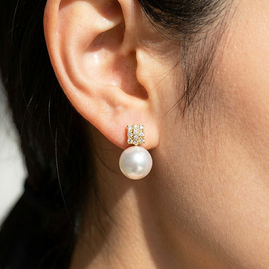 Stone Bar &amp; Pearl-Style Drop Earrings | Luxe3739