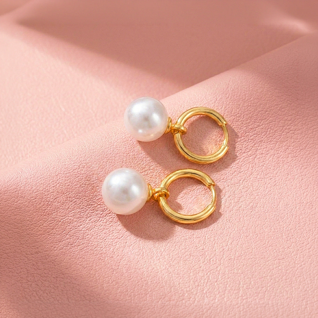 Huggie Hoop &amp; Pearl-Style Drop Earrings | Luxe3740