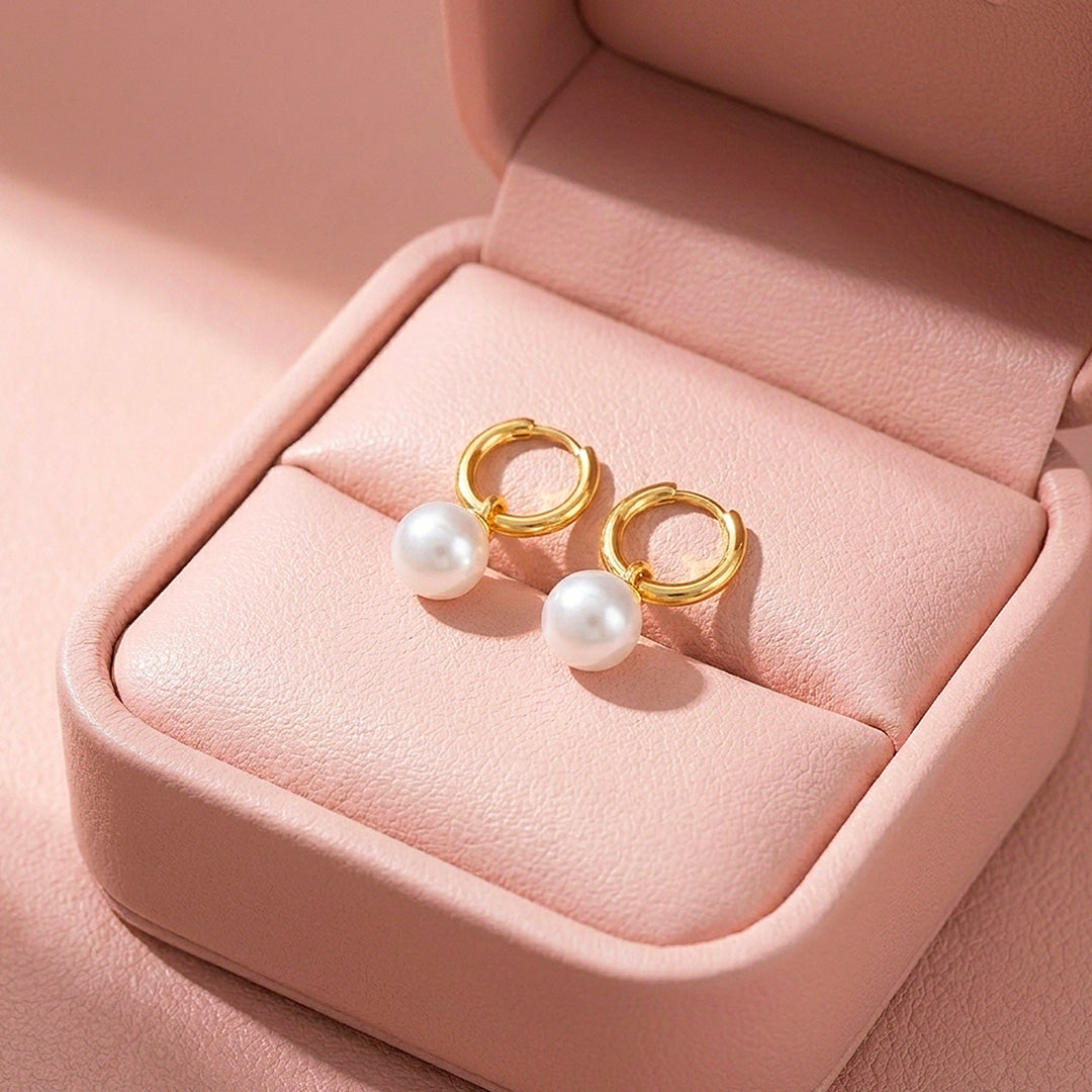 Huggie Hoop &amp; Pearl-Style Drop Earrings | Luxe3740